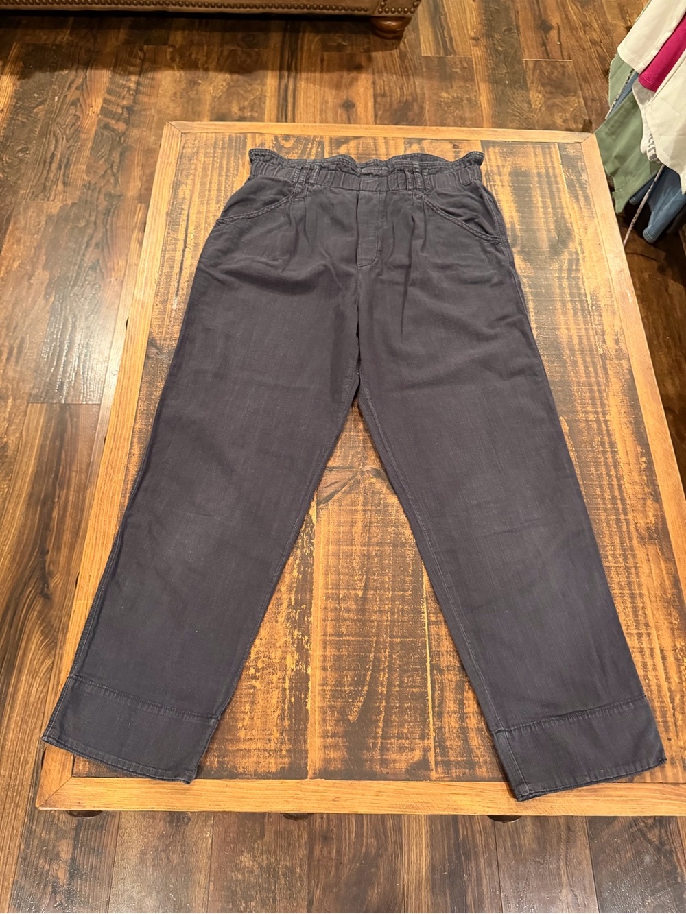 Anthropologie Charcoal Cropped Paperbag-Waist Ankle Pants